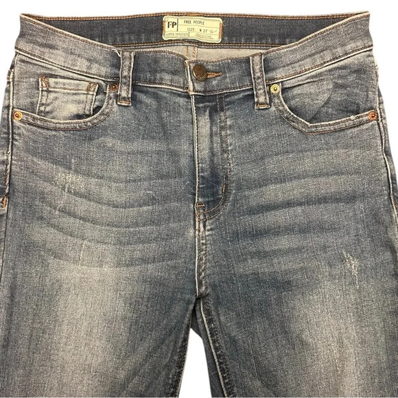 Free People Great Heights Frayed Skinny Blue Sky Cropped Distressed Boho - Picture 3 of 9